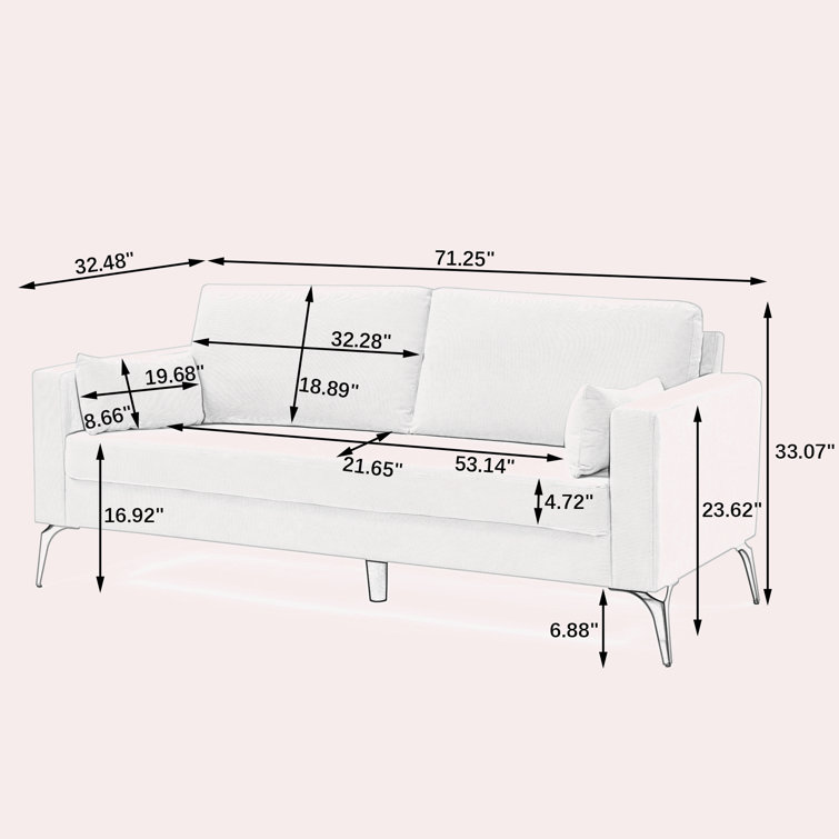 Wrought Studio 3Seater Sofa with Square Arms and Tight Back Wayfair Canada
